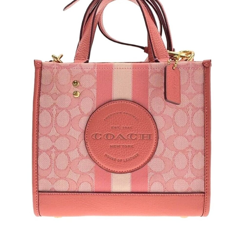 Coach Pink Signature Stripe Small Tote
